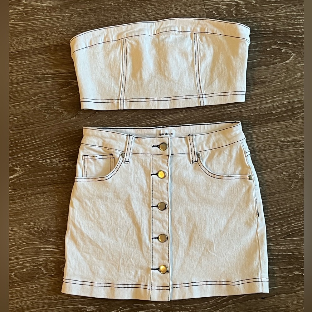 Superdown Matching White Denim Skirt Set - Never Worn